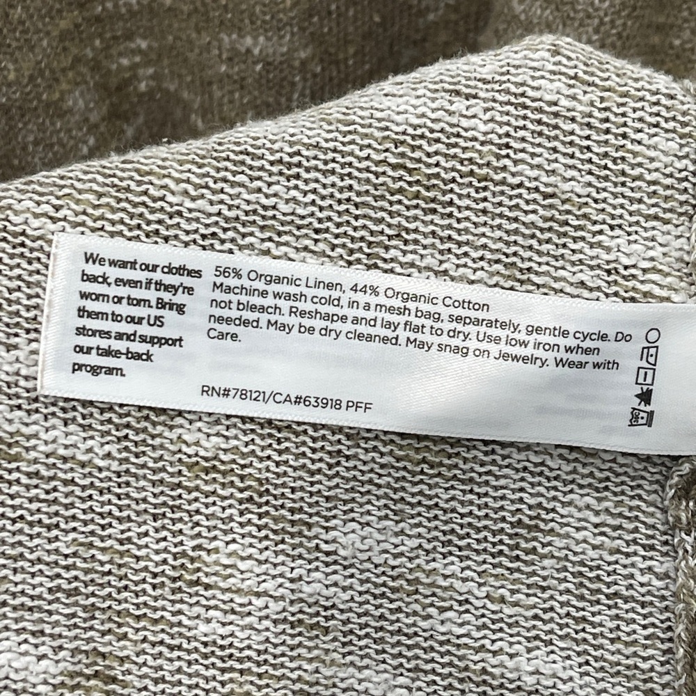 Eileen Fisher Organic Linen Cotton Taupe Sweater Raw Hem Edge Size Large - Picture 4 of 5
